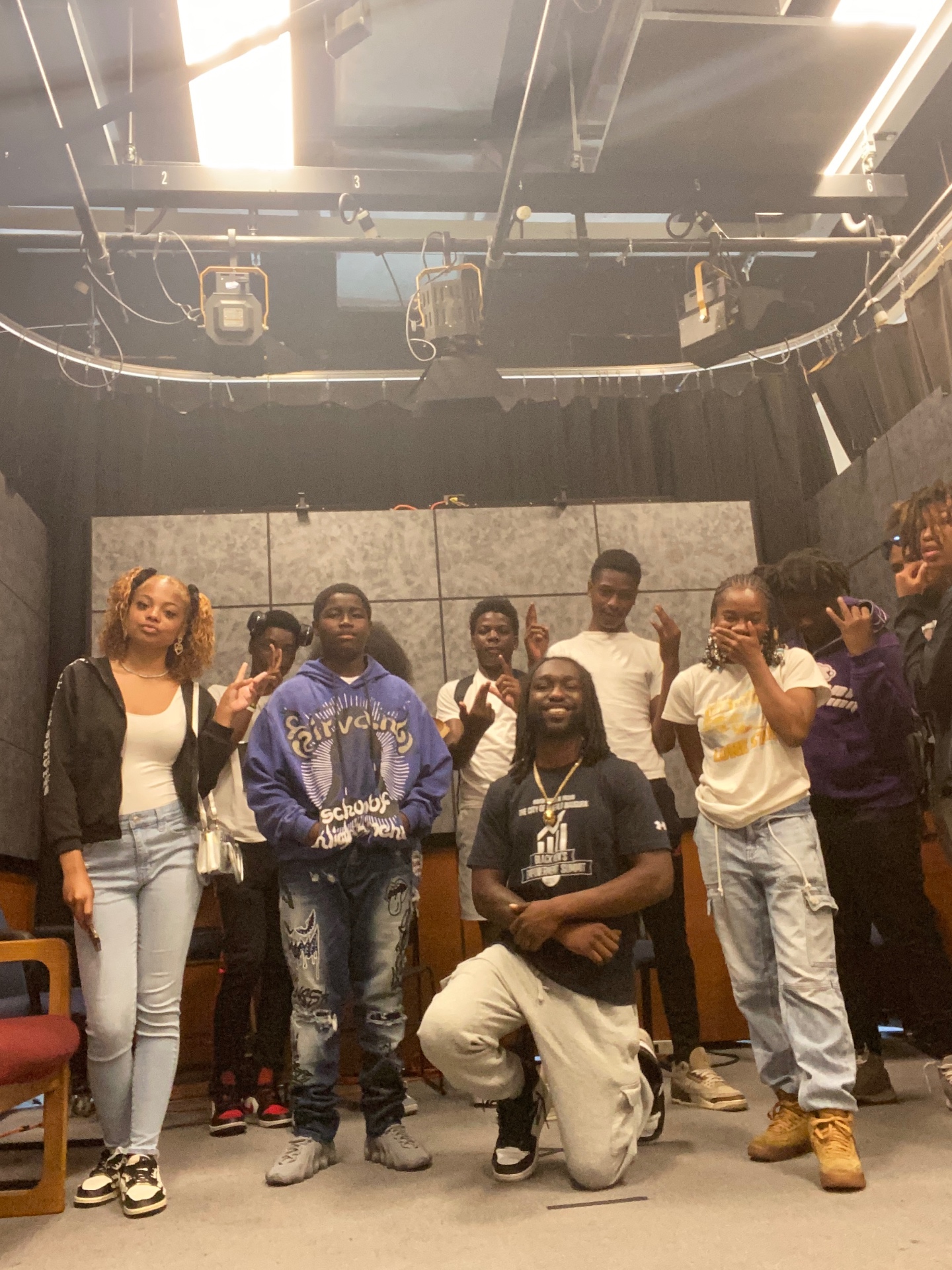Great4Life youth gathered after a studio session
